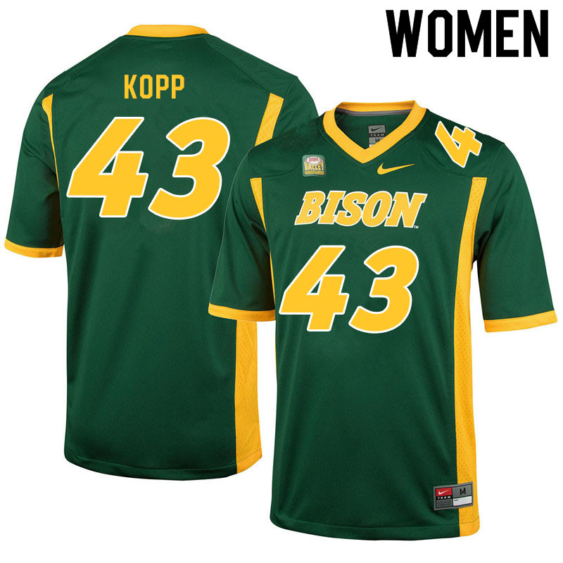 Women #43 Logan Kopp North Dakota State Bison College Football Jerseys Sale-Green - Click Image to Close